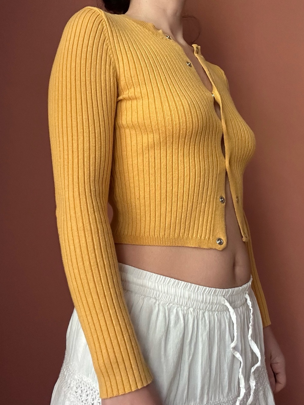 Forever 21 sunflower yellow ribbed cardigan - Picture 2 of 5